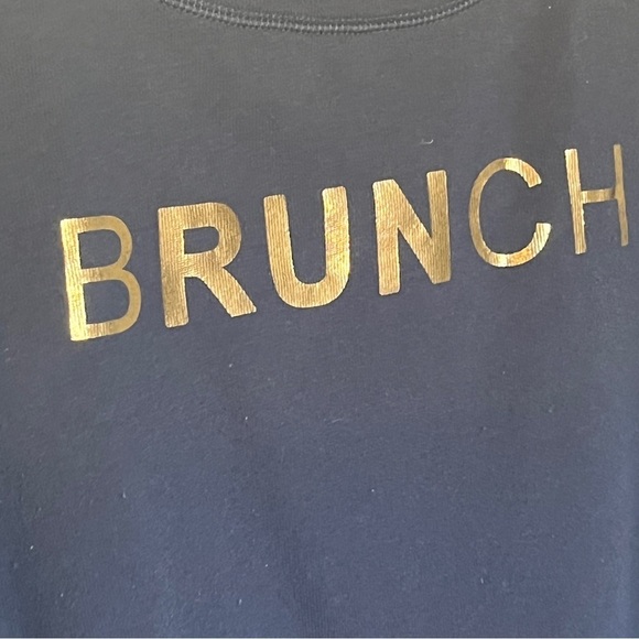 Sarah Marie Running Brunch Wide Neckline Sweatshirt Navy Blue Gold Small - Picture 4 of 8